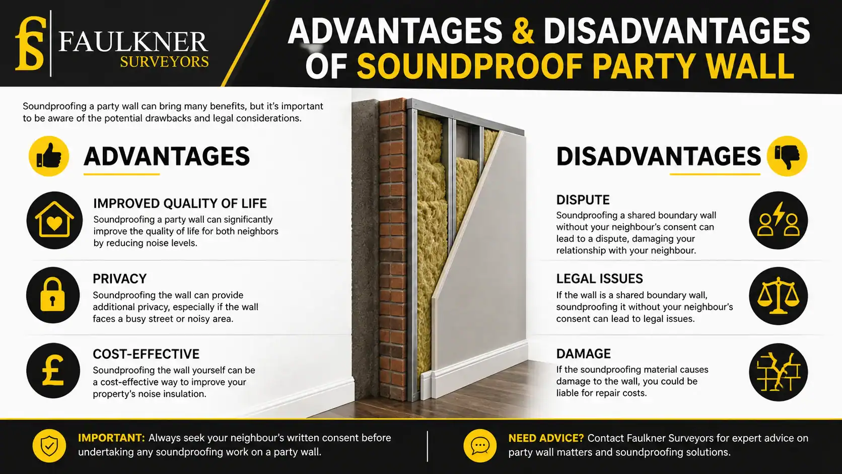 Can you soundproof a Party wall? 2 Advantages and Disadvantages of Soundproof Party Wall Reigate